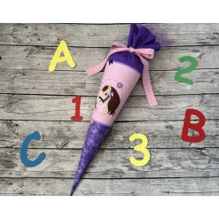 wundervolle Schultüte / Zuckertüte in Lila & Rosa mit Pferd/Pony