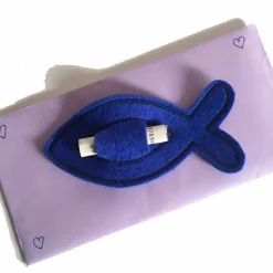 Wunscherfüller / Gutscheinhalter FISCH / Kommunion Konfirmation / Wollfilz Farbwahl personalisierbar