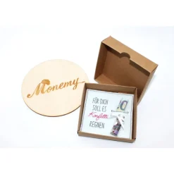 Wunscherfüller aus Filz mit Geldschlitz & Konfetti-Fläschchen - originelles Geldgeschenk in Geschenkbox