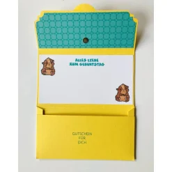 Wunscherfüller Geldkarte Geburtstag Gutscheinkarte - Kinder Blumen Tiere Katze Meerschweinchen UniKat Handarbeit