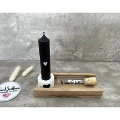 Wunscherfüller „Happy Birthday“ inkl. Kerzenhalter, Kerze nach Wahl in Holzverpackung, mit Herzanhänger und Schildchen,