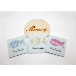 Wunscherfüller zur Taufe  aus weißem Filz mit Fisch-Applikation - Geldgeschenk oder Gutscheinverpackung in Geschenkbox