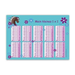 1x1 Lernposter | Pony Blumen - türkis lila