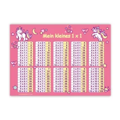 1x1 Lernposter | Regenbogen Einhorn - rosa