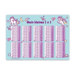1x1 Lernposter | Regenbogen Einhorn - hellblau