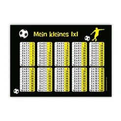 1x1 Lernposter Fußballspieler gelb – Mathe lernen für kleine Fußballfans