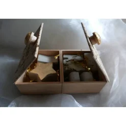 X MAS  Weihnachtlicher Schriftzug aus Beton - Buchstaben + Stern in wunderschöner Holzkiste