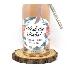 10x o. 3x Flaschenetiketten zur Hochzeit Gastgeschenke JGA Junggesellinnenabschied Piccolo Sekt mit Namen und Datum Land