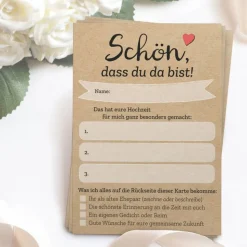 52x Postkarten mit INDIVIDUELLEN Fragen als Hochzeitsspiel