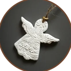 XL Anhänger Deko Winter Weihnachten | 11 cm | weiß gold | Engel