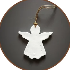 XL Anhänger Deko Winter Weihnachten | 11 cm | weiß gold | Engel