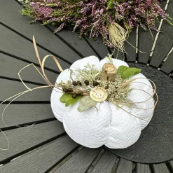 XL Deko Kürbis aus antikem Leinen – Handgemachte Herbstdeko mit Naturakzenten