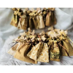 XXL Adventskalender-Säckchen handgefertigt – braun beige gold – Geschenkbeutel zum Befüllen, nachhaltig & vegan