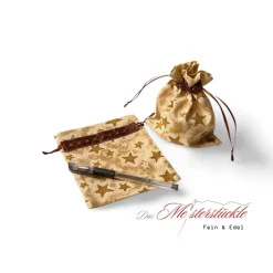 XXL Adventskalender-Säckchen handgefertigt – braun beige gold – Geschenkbeutel zum Befüllen, nachhaltig & vegan