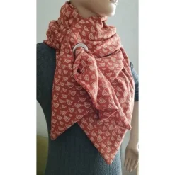 XXL Dreiecktuch  / Musselin Double Gauze / Rostrot mit weißen Regenbögen / Schaltuch / Halstuch/ Wickelschal/ Loop