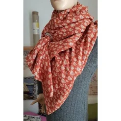 XXL Dreiecktuch  / Musselin Double Gauze / Rostrot mit weißen Regenbögen / Schaltuch / Halstuch/ Wickelschal/ Loop