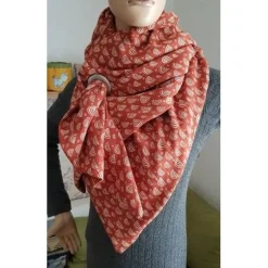 XXL Dreiecktuch  / Musselin Double Gauze / Rostrot mit weißen Regenbögen / Schaltuch / Halstuch/ Wickelschal/ Loop