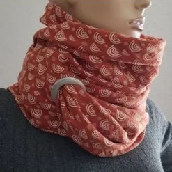 XXL Dreiecktuch  / Musselin Double Gauze / Rostrot mit weißen Regenbögen / Schaltuch / Halstuch/ Wickelschal/ Loop
