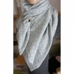 XXL Dreiecktuch  / Musselin Double Gauze / Mintgrün mit weißen Regenbögen / Schaltuch / Halstuch/ Wickelschal/ Loop