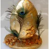 XXL Osterei PFAUEN-EI Ostergeschenk in Gold ausgefallenes Künstler-Ei Osterei Osterdekoration Riesenei