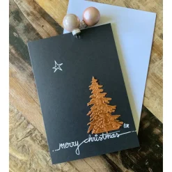 XXL -WEIHNACHTSKARTE - Tannenbaum aus Kuperfolie gestanzt, handgeschrieben, Klappkarte mit Umschlag
