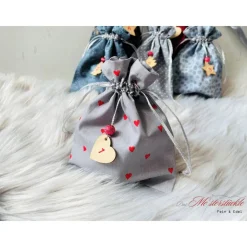 XXL-Adventskalender-Säckchen handgefertigt rot grau Geschenkbeutel Weihnachtstüten