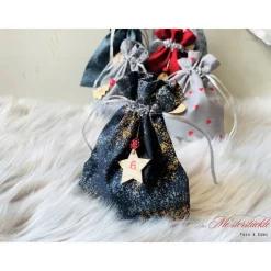 XXL-Adventskalender-Säckchen handgefertigt rot grau Geschenkbeutel Weihnachtstüten