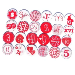 Zahlen Adventskalender rund Holzzahlen rot weiß