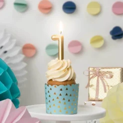 Zahlenkerze 1 goldfarben