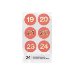 Zahlensticker rot für Adventskalender