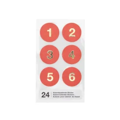 Zahlensticker rot für Adventskalender