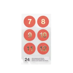 Zahlensticker rot für Adventskalender