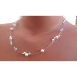 Zarte Brautkette, Hochzeitsschmuck mit Glitzer und Perlen, Brautschmuck