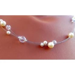 Zarte Brautkette, Hochzeitsschmuck mit Glitzer und Perlen, Brautschmuck