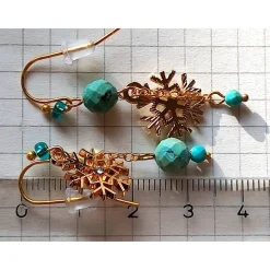 Zarte SCHNEEFLOCKEN-Ohrringe echter TÜRKIS Edelstein Geburtsstein DEZEMBER SKORPION, Winter Braut Kinder Schmuck goldf.