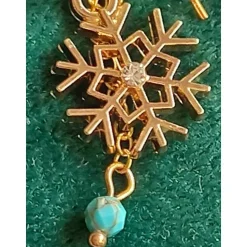 Zarte SCHNEEFLOCKEN-Ohrringe echter TÜRKIS Edelstein Geburtsstein DEZEMBER SKORPION, Winter Braut Kinder Schmuck goldf.