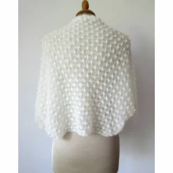 Zarter Braut Bolero ivory, Jäckchen Hochzeit, Schulterwärmer Shrug Mohair, Seelenwärmer mit Lace Muster, duftig leicht