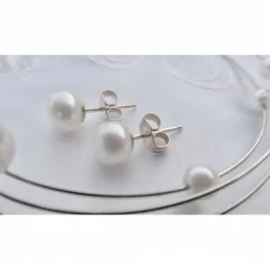 Zartes Braut-Schmuckset 3-teilig, echte schwebende Perlen, 3-reihige Kette, Armband, Ohrstecker Sterling Silber 925