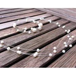 Zartes Schmuckset 3-teilig Brautschmuck, Hochzeitsschmuck 3-reih.Kette, Spiralarmreif ,Ohrstecker