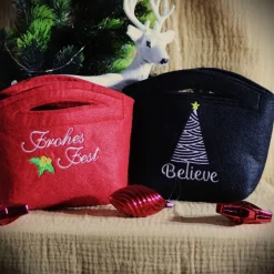 Zauberhafte Filz-Geschenktaschen für die Weihnachtszeit – liebevoll genäht und bestickt, auch personalisierbar