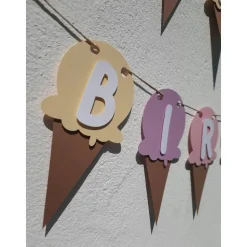 Zauberhafte Girlande Happy Birthday Softeis Eiscreme Pastellfarben