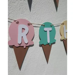 Zauberhafte Girlande Happy Birthday Softeis Eiscreme Pastellfarben