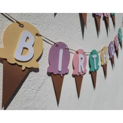 Zauberhafte Girlande Happy Birthday Softeis Eiscreme Pastellfarben