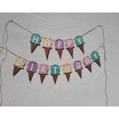 Zauberhafte Girlande Happy Birthday Softeis Eiscreme Pastellfarben