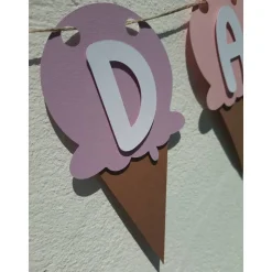 Zauberhafte Girlande Happy Birthday Softeis Eiscreme Pastellfarben