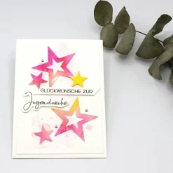 Zauberhafte Jugendweihekarte mit Sternen, Glückwunschkarte zur Jugendweihe