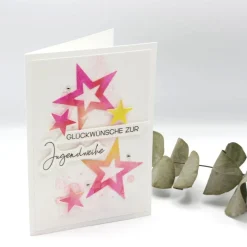 Zauberhafte Jugendweihekarte mit Sternen, Glückwunschkarte zur Jugendweihe