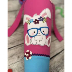 zauberhafte Schultüte / Zuckertüte mit Hase auf Farbverlauf Pink Türkis