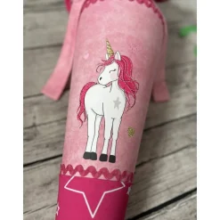 zauberhafte Schultüte / Zuckertüte in Pink mit Sternen mit Einhorn Motiv Herzen Glitzer