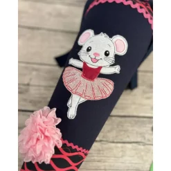 zauberhafte Schultüte in Dunkelblau Lachs-Pink mit Ballerina Maus Blume